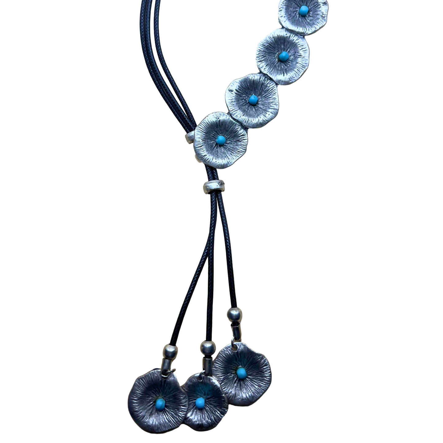 Turquoise Flower Cord Necklace