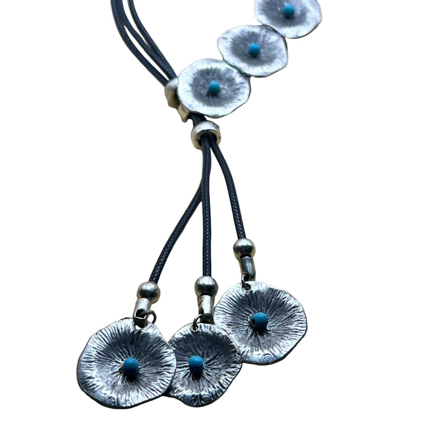 Turquoise Flower Cord Necklace