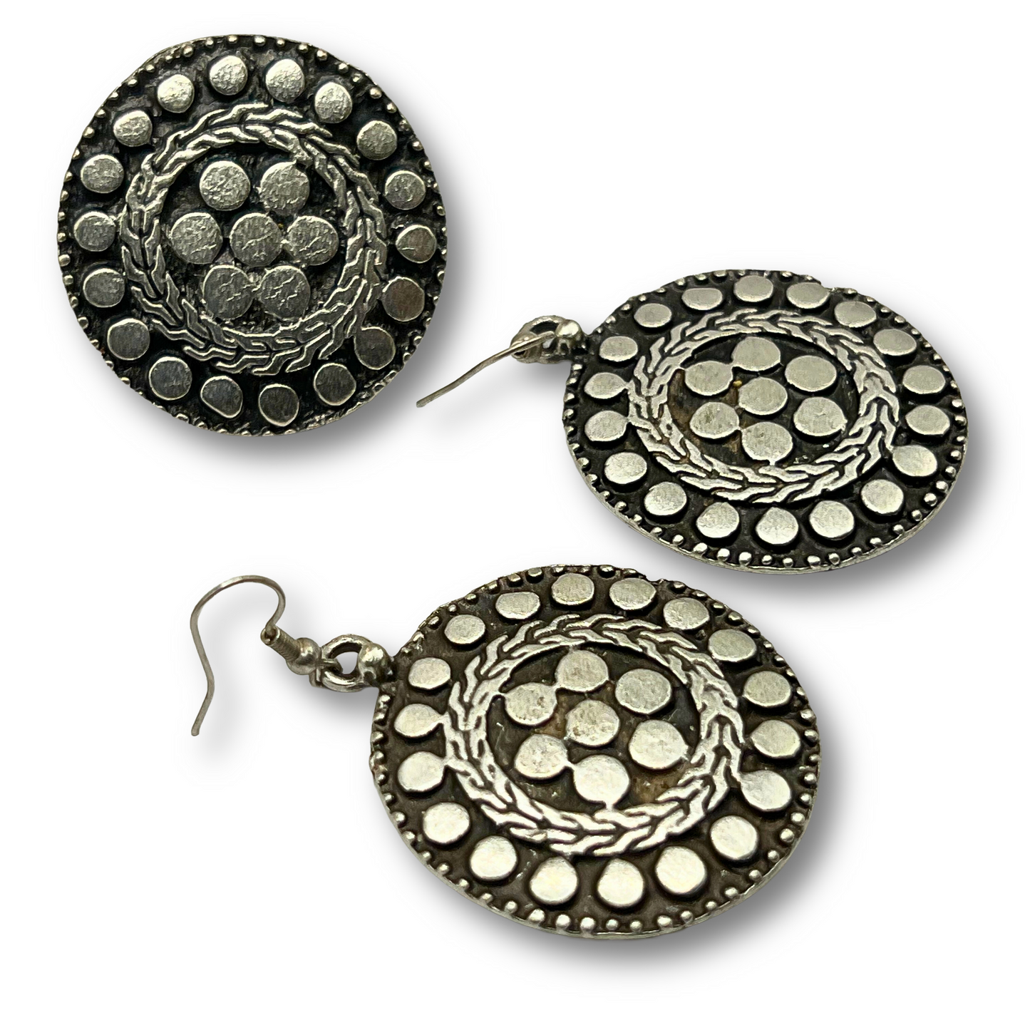 Antique Style Silver-Plated Earrings and Ring Set