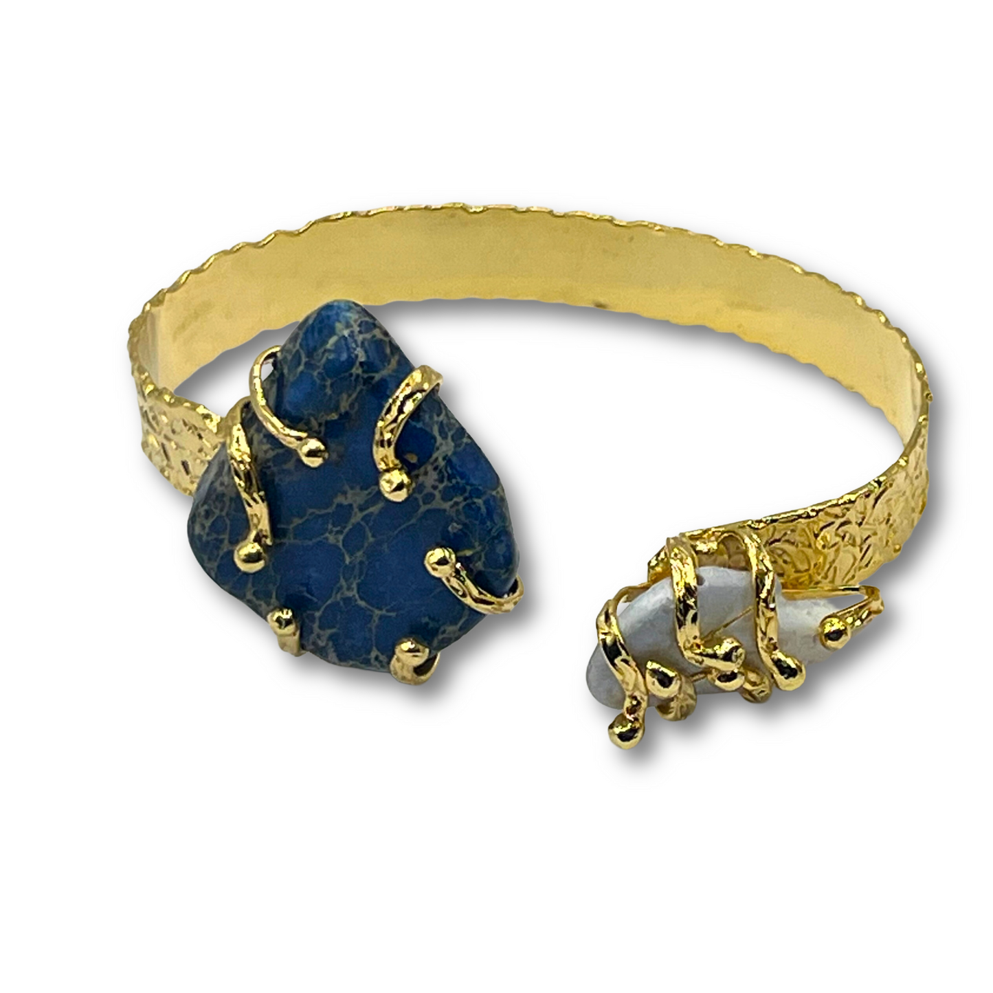 Turquoise and Quartz Cuff Bracelet and Ring Set