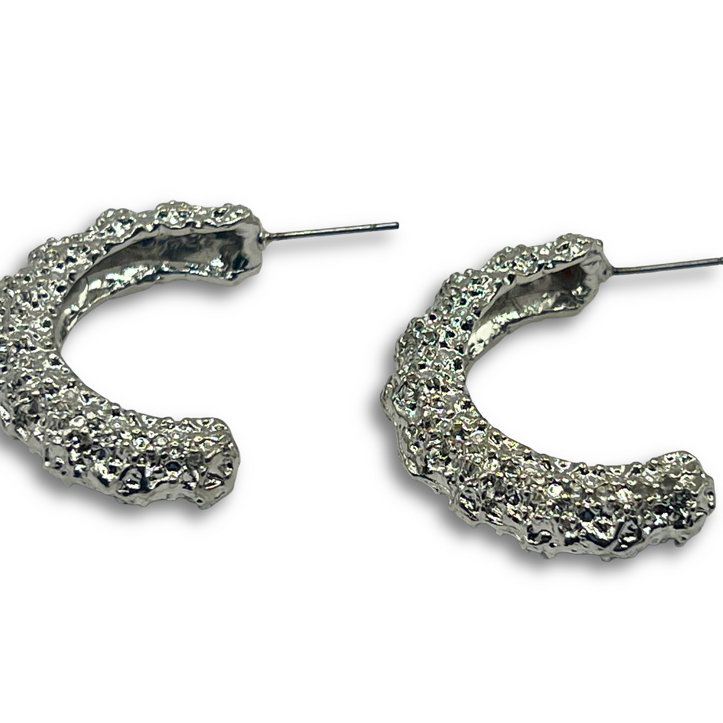 Textured Silver-Plated Hoop Earrings