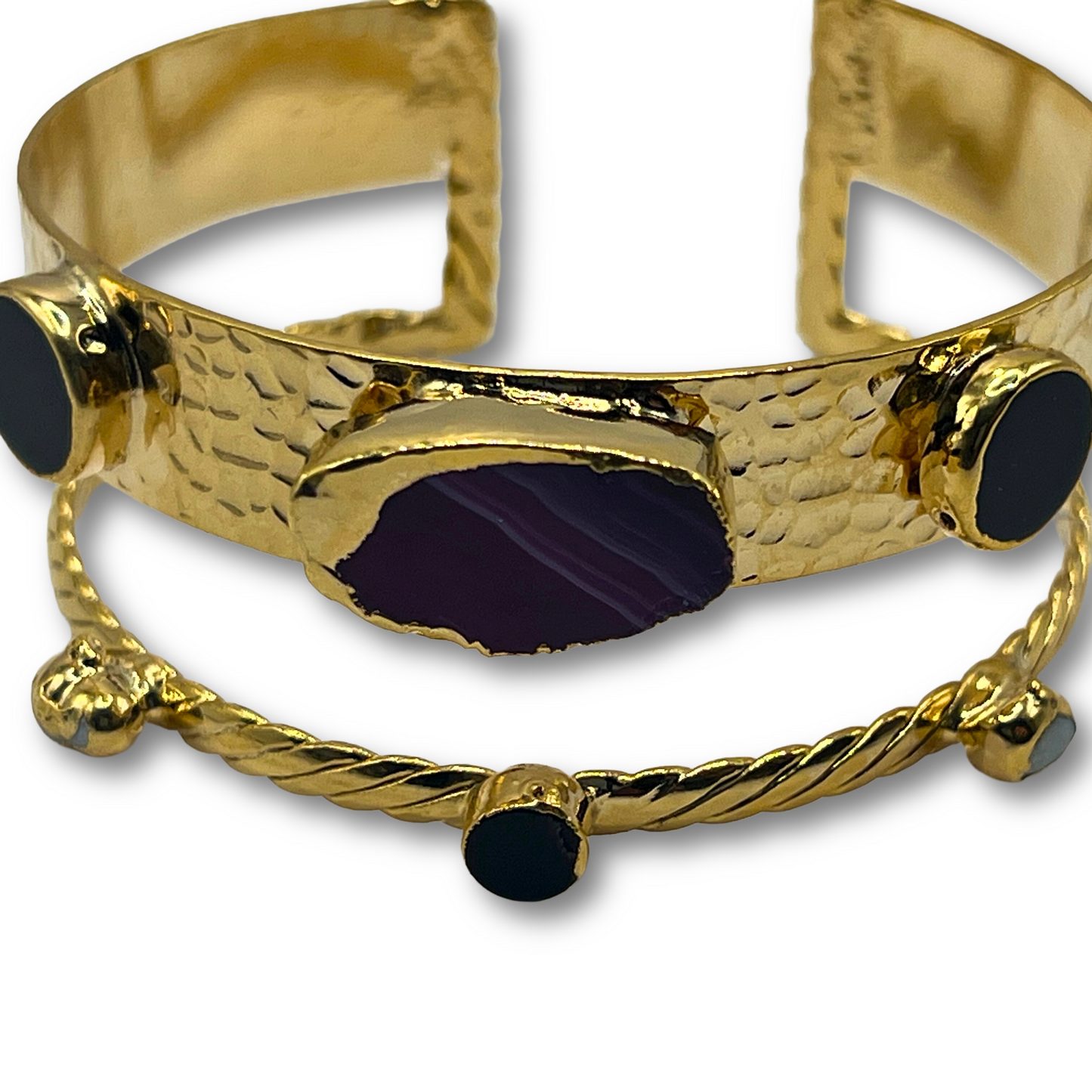Purple and Green Agate Cuff Bracelet