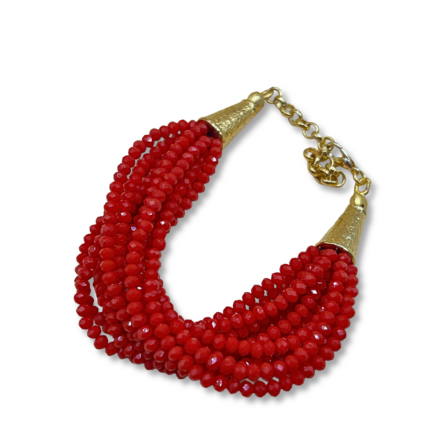 Multi-Strand Red Bead Bracelet