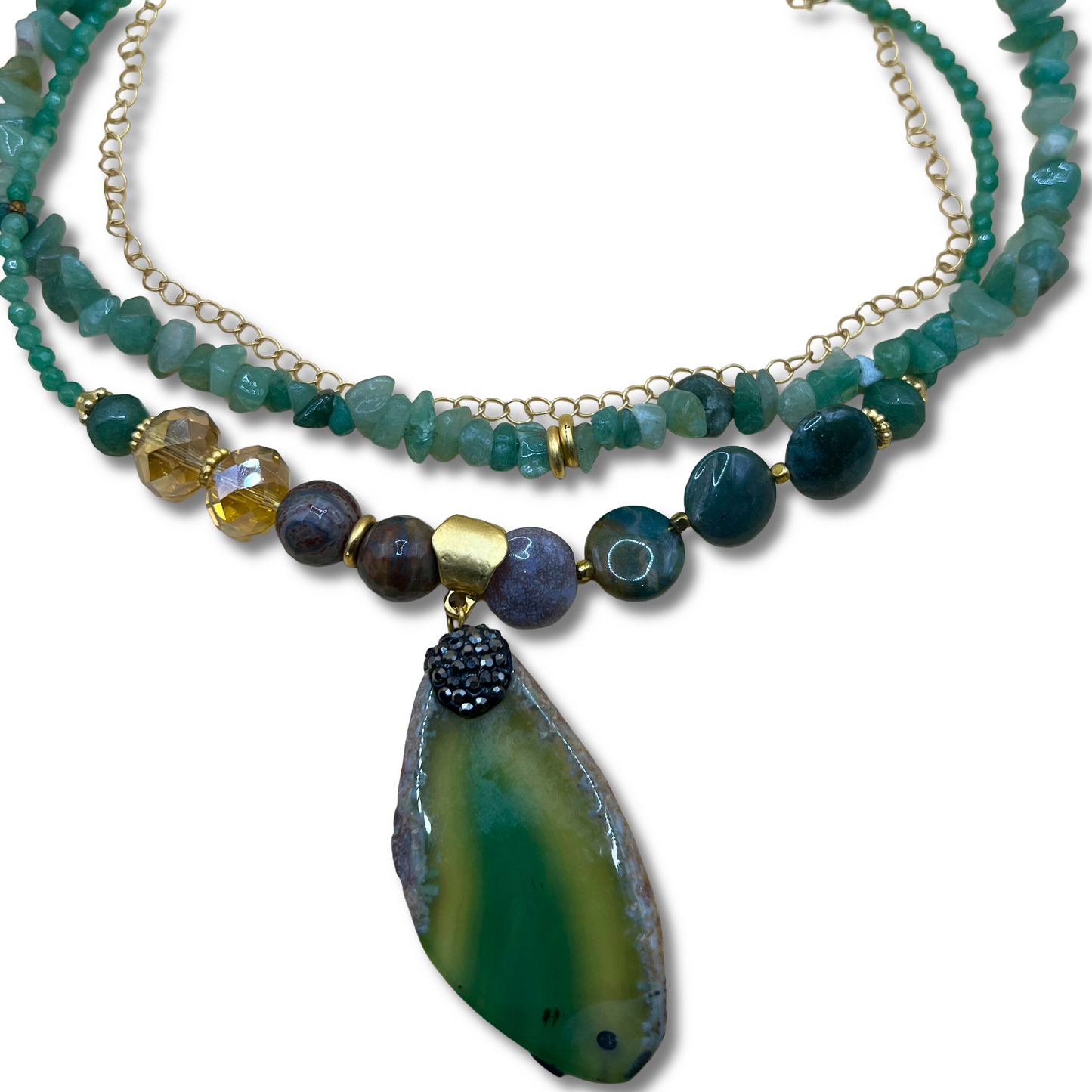 Green Agate Pendant Necklace