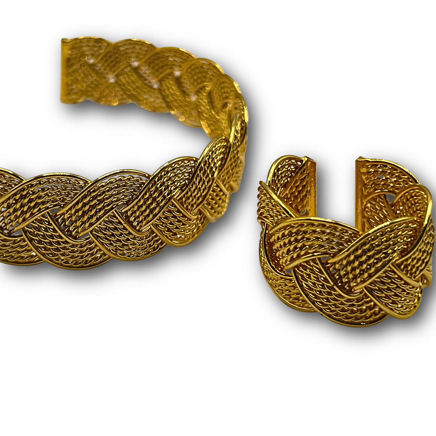 Braided Gold -Plated Cuff & Ring Set