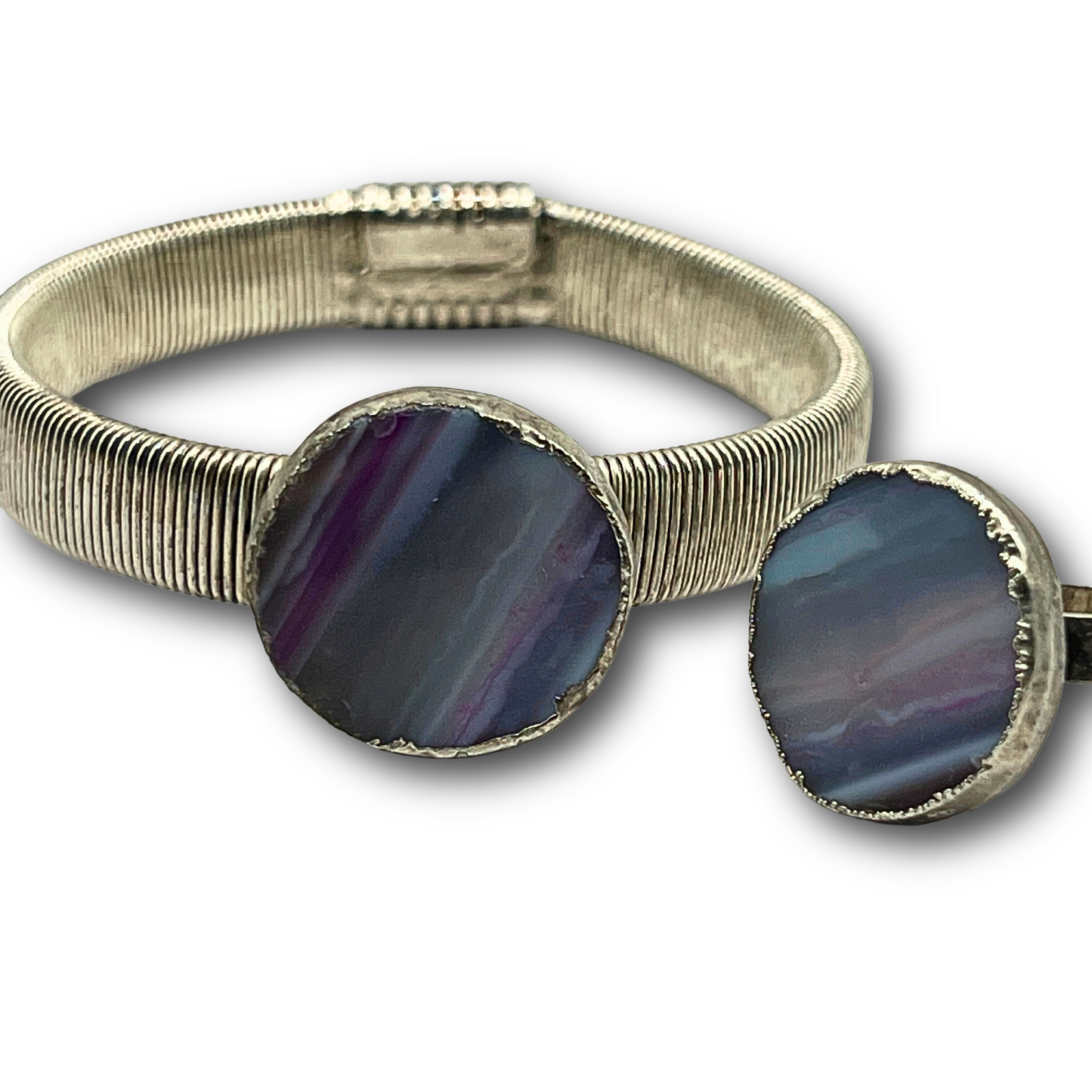 Grey Agate Bracelet & Ring Set