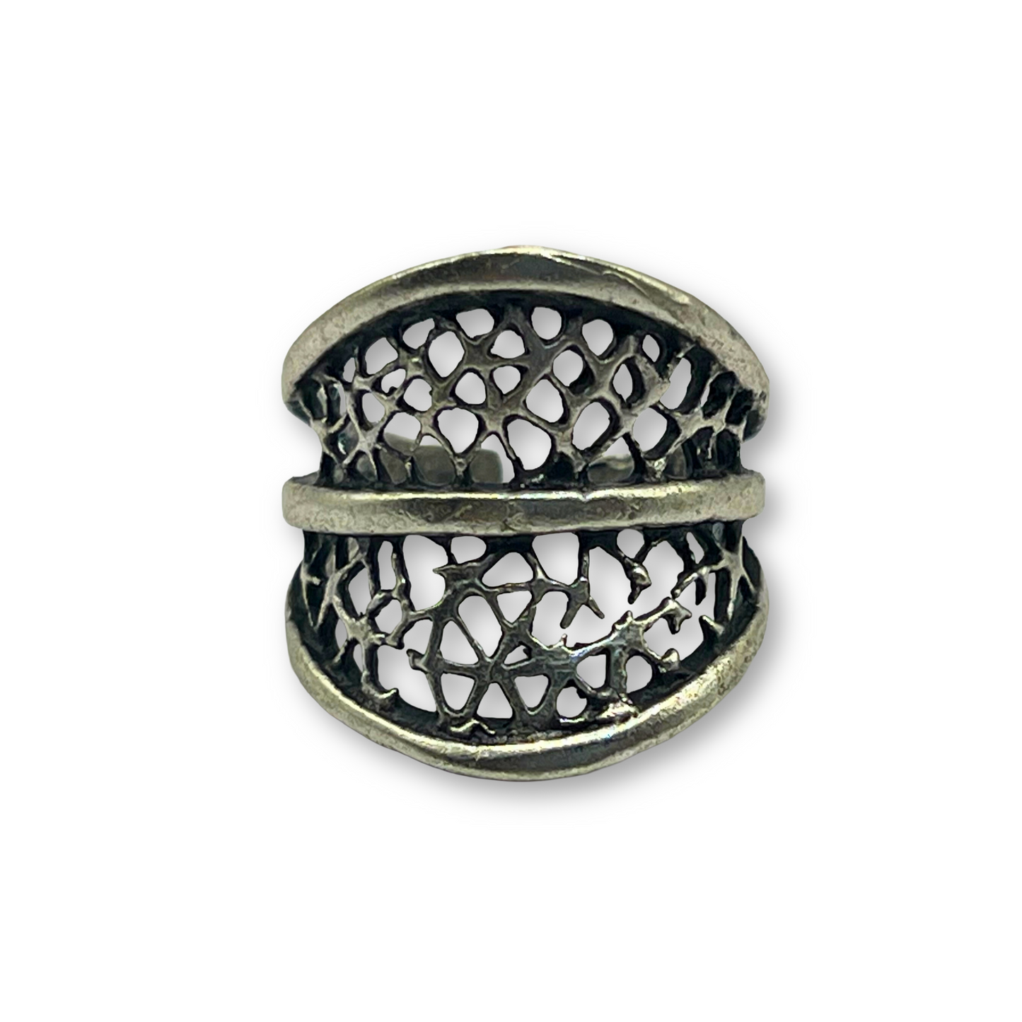 Silver-Plated Lattice Ring
