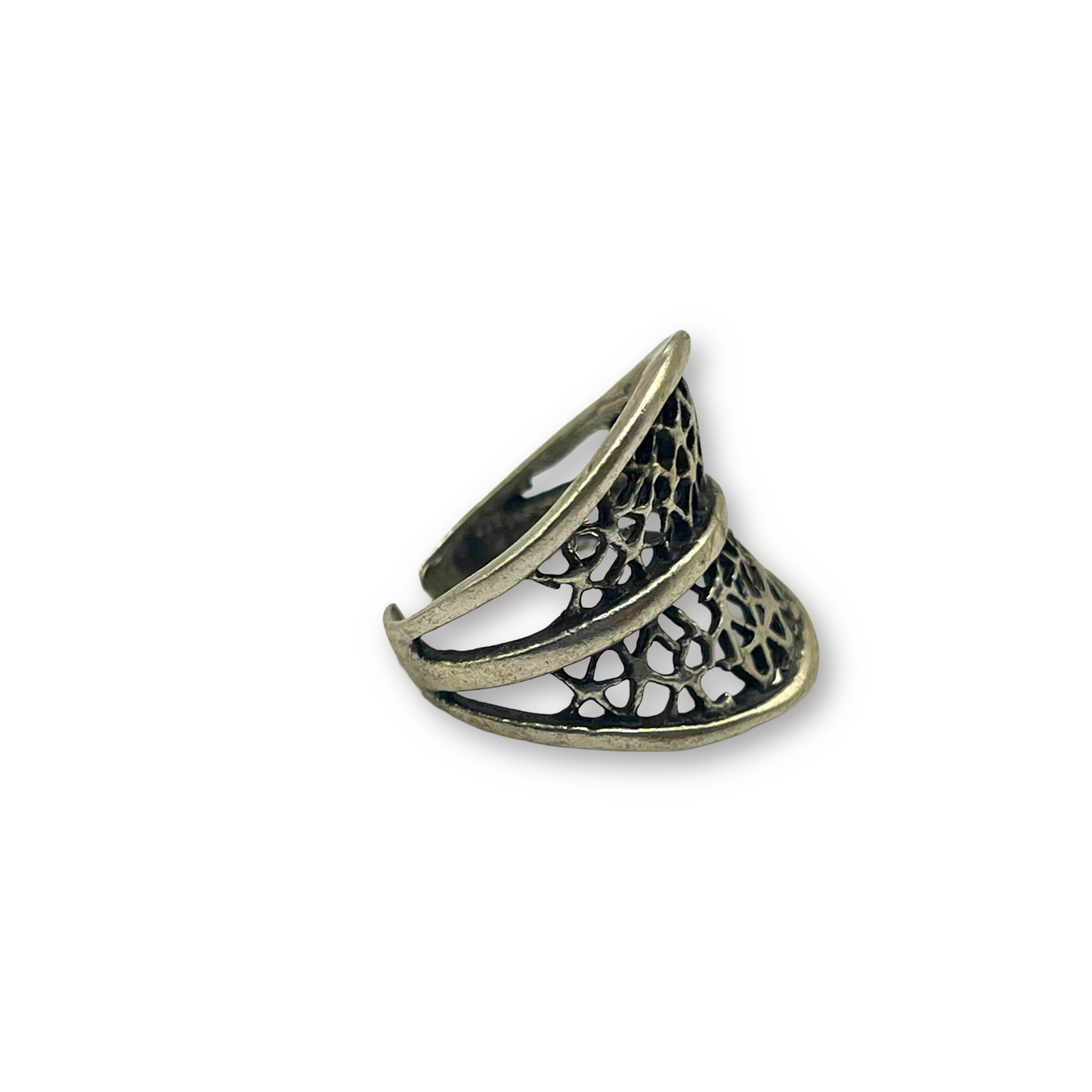 Silver-Plated Lattice Ring