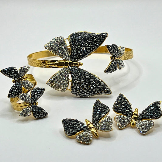 Butterfly Cuff, Ring & Earrings Set