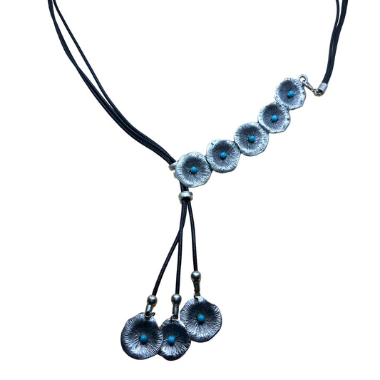 Turquoise Flower Cord Necklace