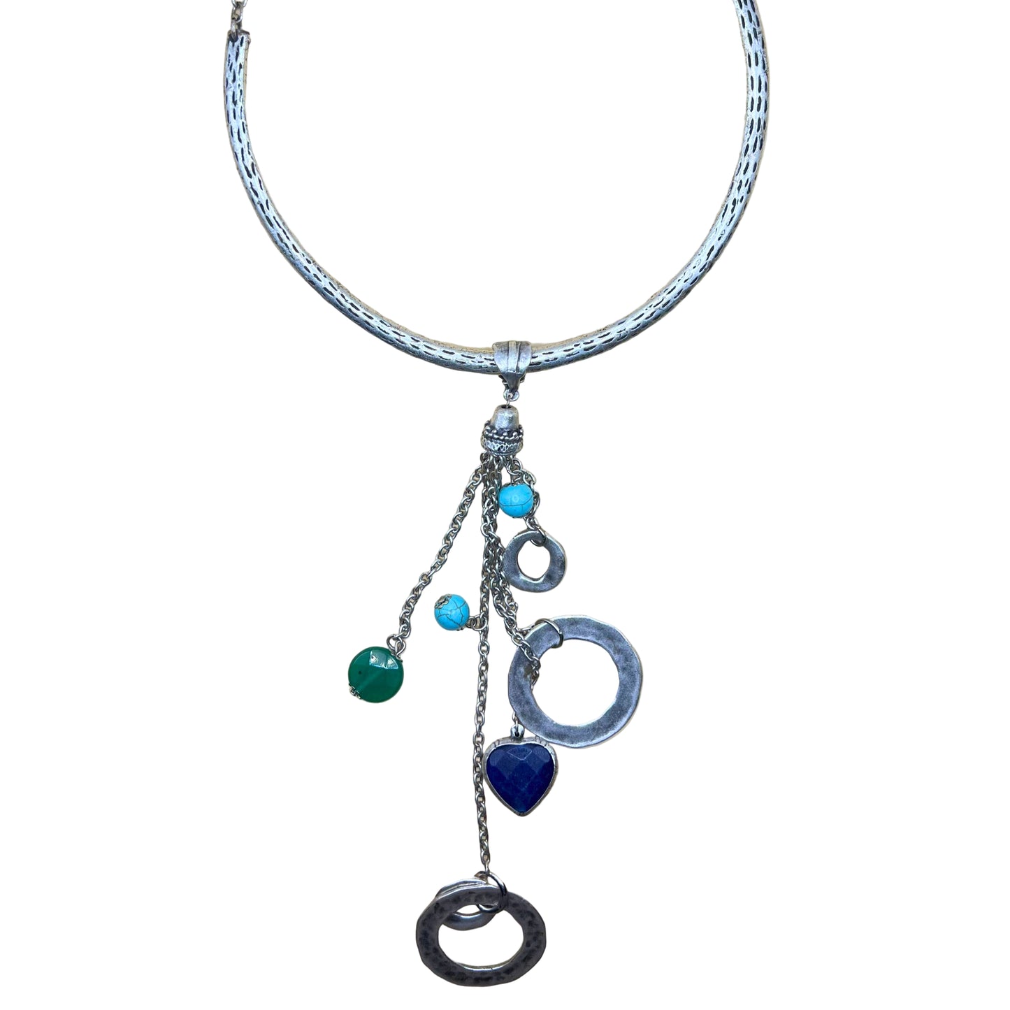 Multi-Ring Silver-Plated Necklace