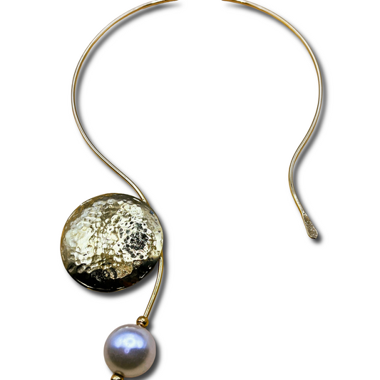 Hammered Gold-Plated Bead Necklace
