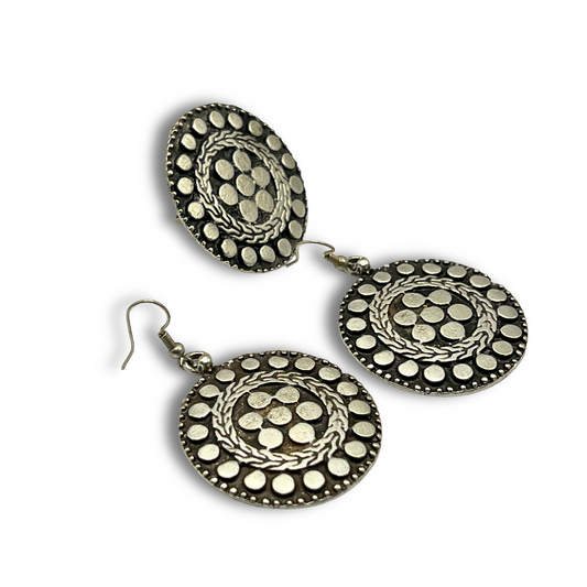 Antique Style Silver-Plated Earrings and Ring Set