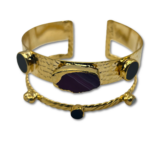 Purple and Green Agate Cuff Bracelet