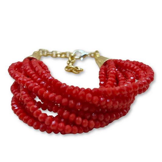 Multi-Strand Red Bead Bracelet