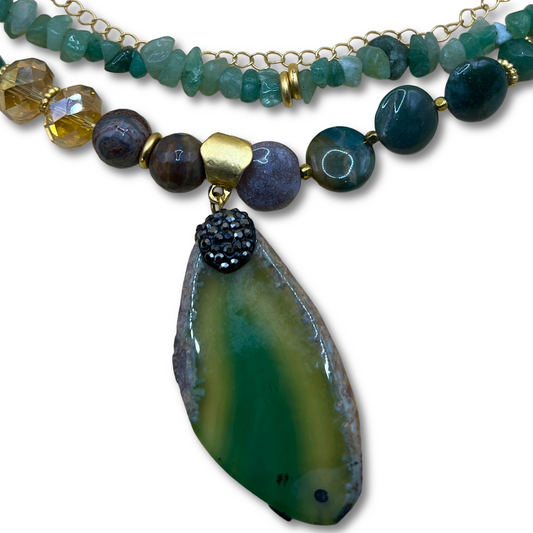 Green Agate Pendant Necklace