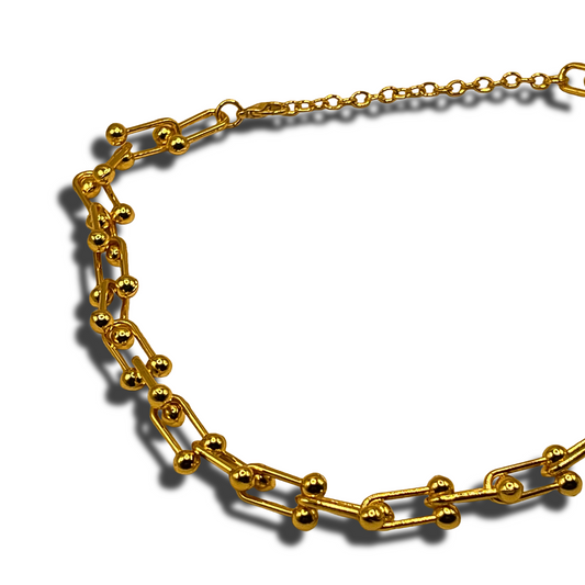 Gold Beaded Chain Necklace