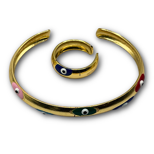 Evil Eye Cuff & Ring Set