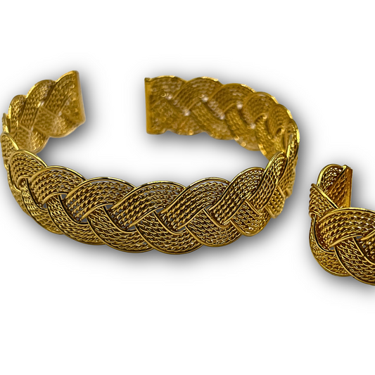 Braided Gold -Plated Cuff & Ring Set