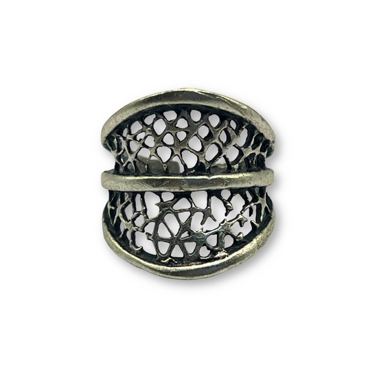 Silver-Plated Lattice Ring
