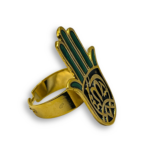 Green Hamsa  Ring